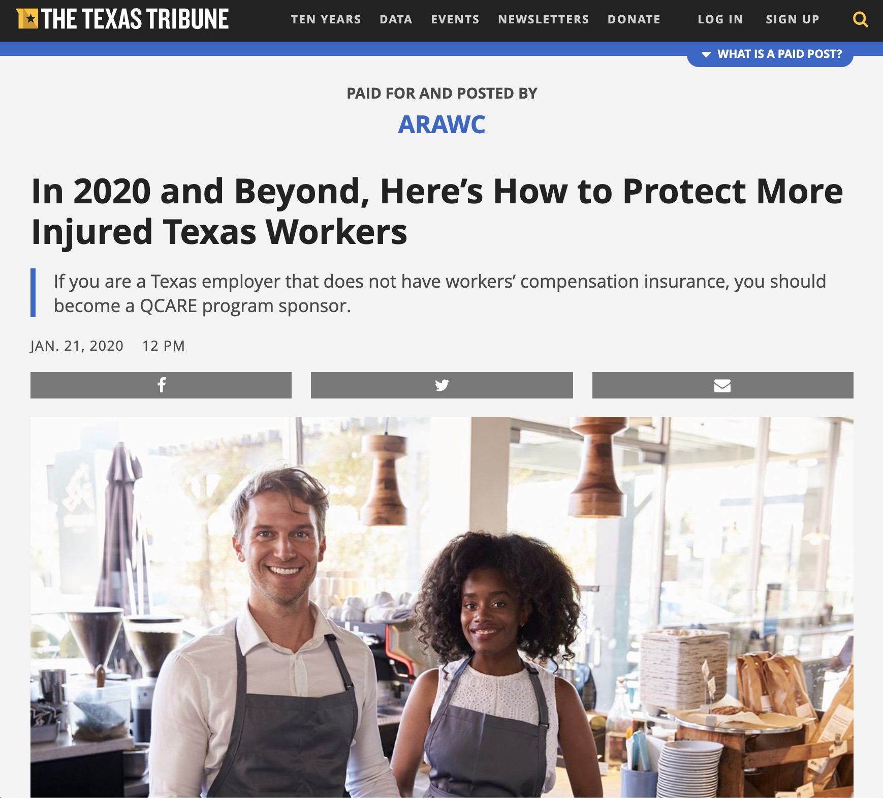 Texas Tribune Op-Ed on protecting injured Texas workers